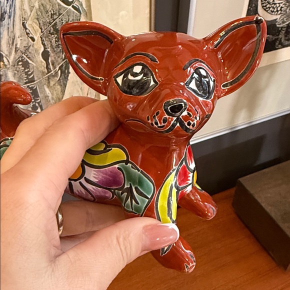 Hand-Painted Red Ceramic Chihuahua Figurine Talevera - Picture 10 of 12